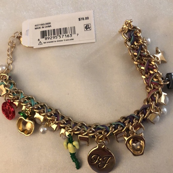 Betsey Johnson Gold Tone & Faux Pearl Back To School Charm Bracelet NWT - Picture 16 of 16